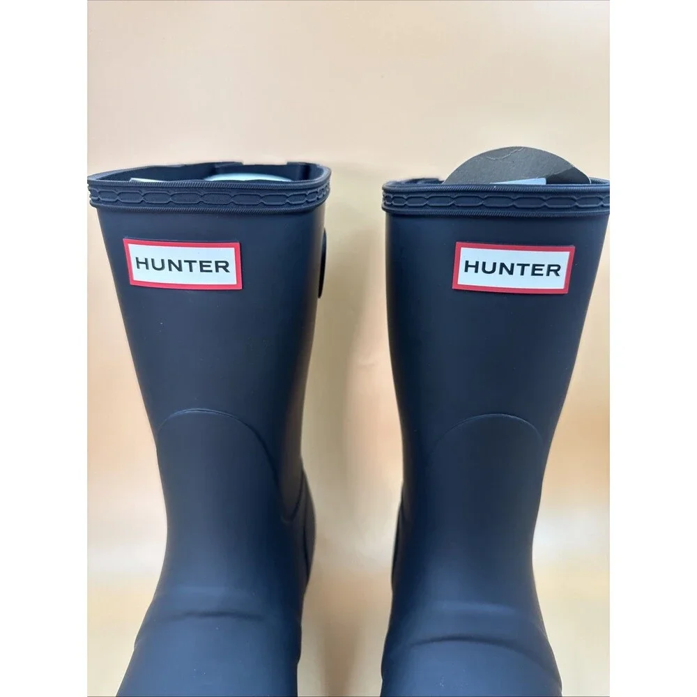 New Hunter Women's Black Original Short Back Adjustable Waterproof Rain Boots 10